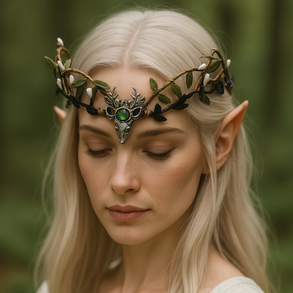 Elven Enchanted Forest Stag Tiara – Woodland Deer Crown  display picture 1