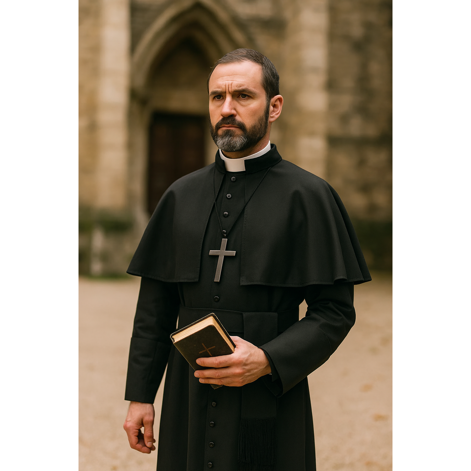 black priest dress Three Quarter Length Clergy Dress (Black)