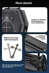 Gothic Coffin Rolling Suitcase – Medieval Vampire Travel Luggage with Cross Design for Gothic & Fantasy Travelers