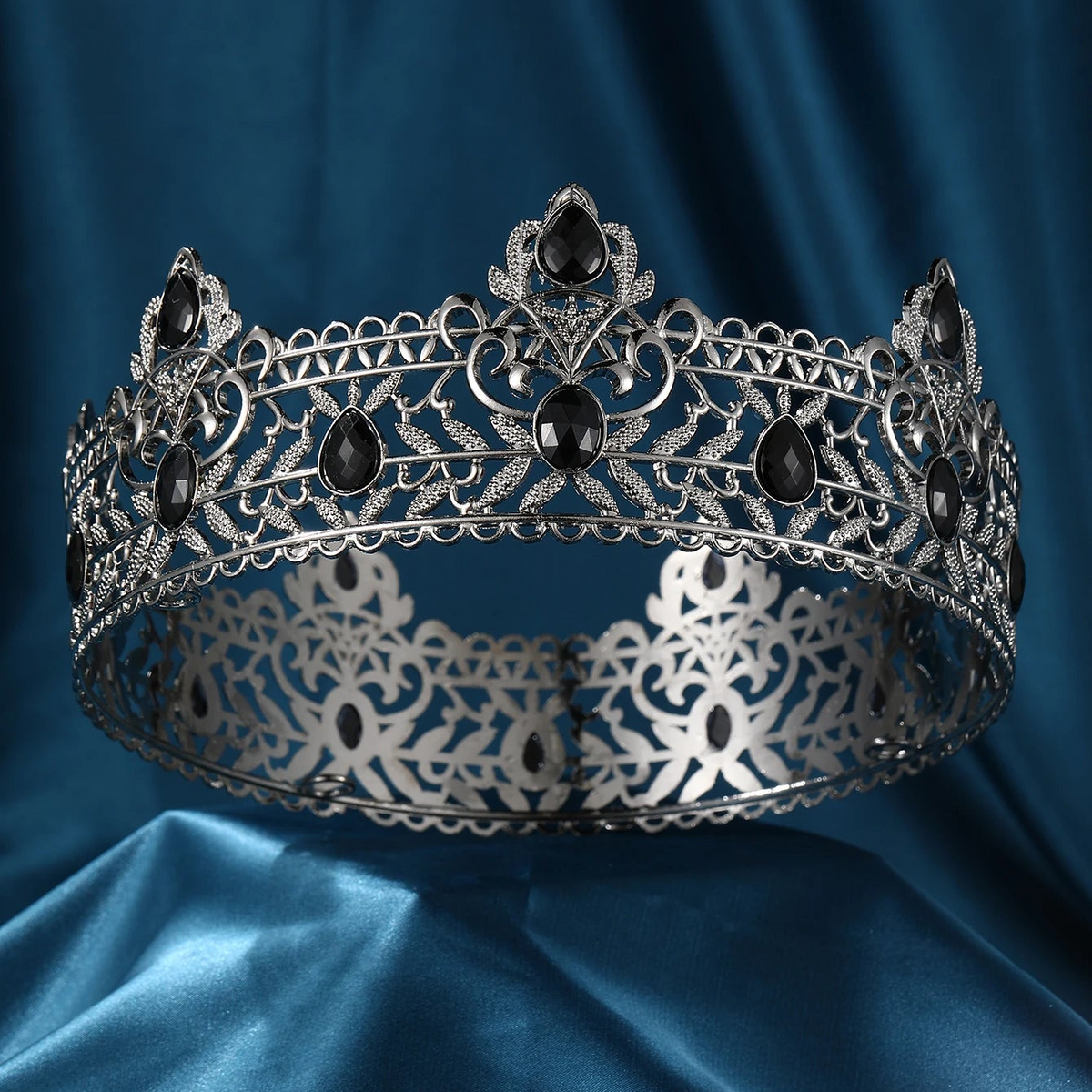 Royal Fantasy Crystal Crown – Baroque Medieval King & Queen Rhinestone Tiara for Cosplay, Weddings & Renaissance Faire