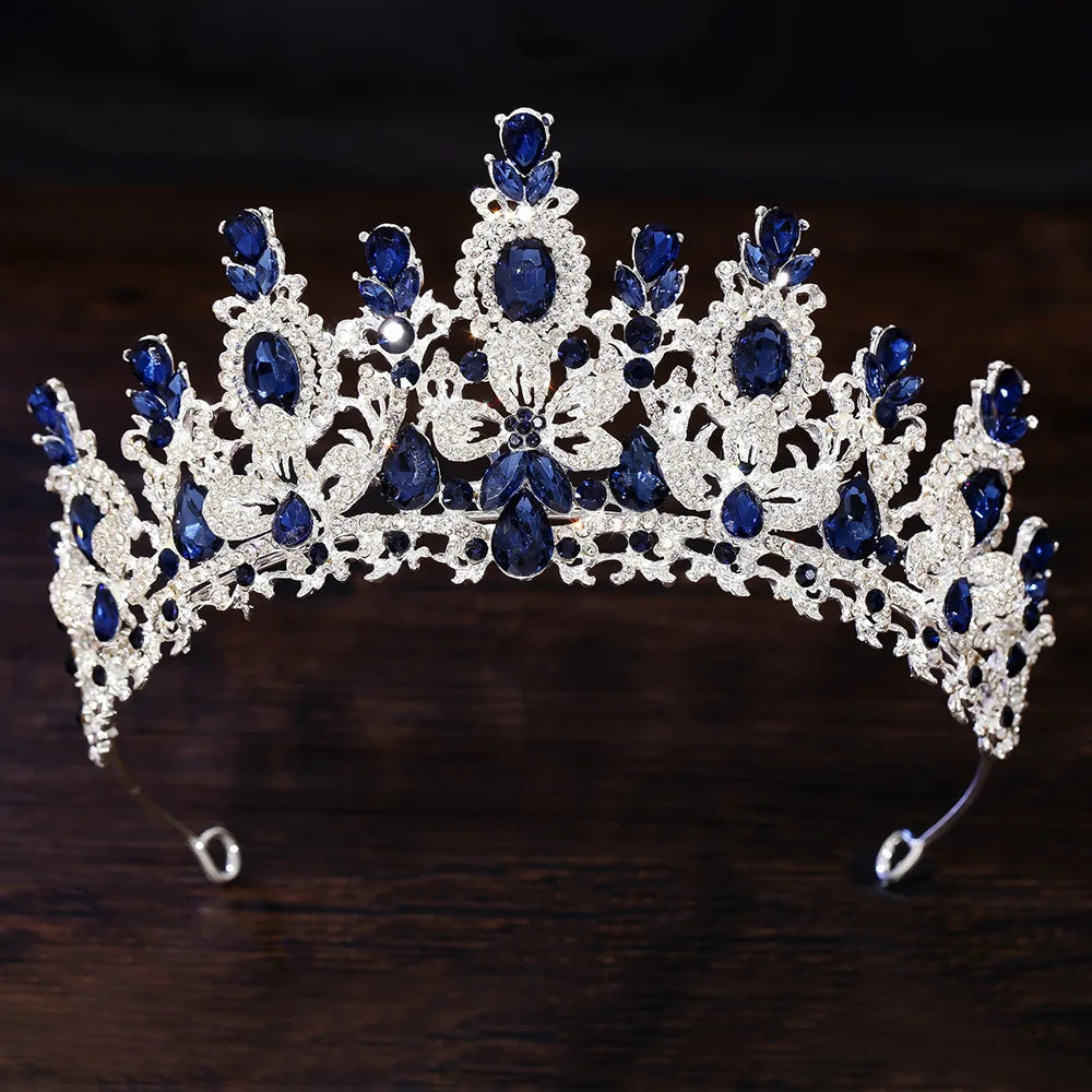 Royal Fantasy Crystal Crown – Baroque Medieval Queen Rhinestone Bridal Tiara for Cosplay & Renaissance Faire