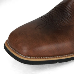 Men’s Classic Western Cowboy Boots – Handmade Faux Leather Mid-Calf Embroidered Riding Boots