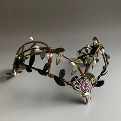 Elven Enchanted Forest Stag Tiara – Woodland Deer Crown Headpiece for Fairycore, Renaissance & Cosplay