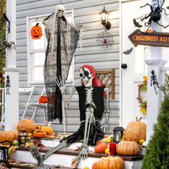 5.5FT Life-Size Poseable Pirate Skeleton – Realistic Full Body Halloween Decoration with Movable Joints