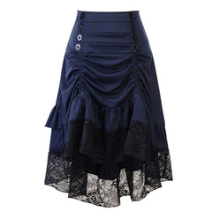 Women’s Gothic Steampunk High-Waist Lace Bustle Skirt – Victorian Pirate Cosplay & Renaissance Costume