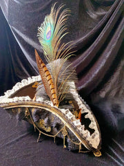 Women’s Steampunk Gothic Skull & Feather Tricorn – Medieval & Renaissance Pirate Hat