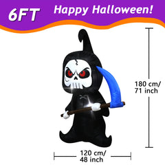 Halloween Inflatable Outdoor Decorations – LED Light-up Pumpkins, Ghosts, Spiders, Witch, & Grim Reaper Outdoor Holiday Display