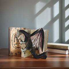 Dragon Guardian Bookends – Resin Fantasy Dragon Statue Book Holder Set for Home Library or Office Decor