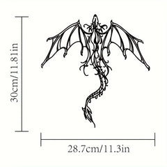 Mythic Dragon Wall Art – Black Iron Metal Fantasy Decor for Home, Office, or Garden