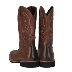 Men’s Classic Western Cowboy Boots – Handmade Faux Leather Mid-Calf Embroidered Riding Boots