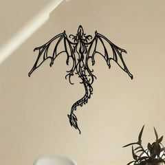 Mythic Dragon Wall Art – Black Iron Metal Fantasy Decor for Home, Office, or Garden