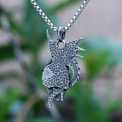 Dragon & Skull Pendant – Stainless Steel Fantasy Necklace of Power and Protection