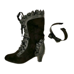 Women's Vintage Victorian Lace-Up Boots – Gothic Lolita Ruffle Trim High Heel Cosplay Shoes