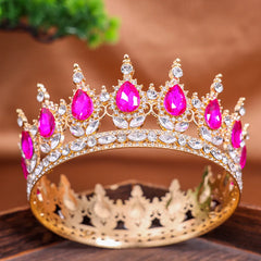 Royal Fantasy Crystal Crown – Medieval Queen Rhinestone Tiara for Cosplay