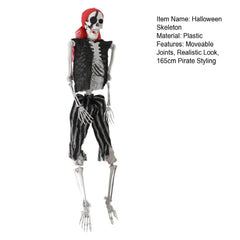 5.5FT Life-Size Poseable Pirate Skeleton – Realistic Full Body Halloween Decoration with Movable Joints
