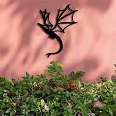 Flying Dragon Wall Art Set of 3 – Black Iron Metal Fantasy Decor for Home, Office, or Garden