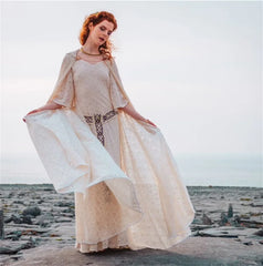 Women’s Celtic Elven Queen Lace Dress & Hooded Cloak Set – Medieval Renaissance Fair & Cosplay Costume
