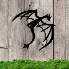 Flying Dragon Wall Art Set of 3 – Black Iron Metal Fantasy Decor for Home, Office, or Garden