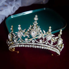 Vintage Victorian-Inspired Bronze Gold Crystal Bridal Tiara Crown — Rhinestone Pageant & Princess Headpiece for Wedding, Prom & Cosplay