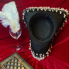 Women’s Steampunk Gothic Skull & Feather Tricorn – Medieval & Renaissance Pirate Hat