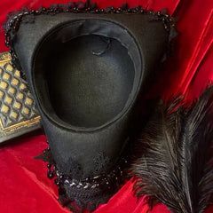 Women’s Steampunk Gothic Skull & Feather Tricorn – Medieval & Renaissance Pirate Hat