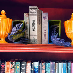 Dragon Bookends – 2-Piece Resin Fantasy Book Holder Set for Bookshelf or Home Office Decoration