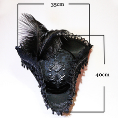 Women’s Steampunk Gothic Skull & Feather Tricorn – Medieval & Renaissance Pirate Hat