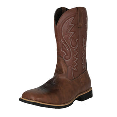 Men’s Classic Western Cowboy Boots – Handmade Faux Leather Mid-Calf Embroidered Riding Boots