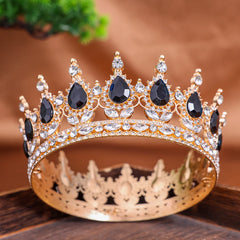 Royal Fantasy Crystal Crown – Medieval Queen Rhinestone Tiara for Cosplay