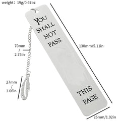 You Shall Not Pass Bookmark – Stainless Steel Fantasy Wizard Page Marker