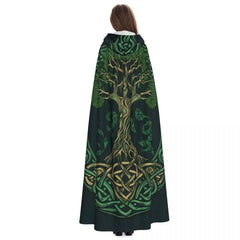 Women’s Hooded Tree of Life Cloak – Celtic Medieval Costume Cape for Witch & Elf Cosplay