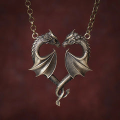 Eternal Dragon Heart Romantic Lovers Necklace – Stainless Steel Fantasy Pendant