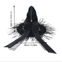 Women's Gothic Witch Hat – Halloween Cosplay Wizard Hat with Wide Brim and Lace Trim