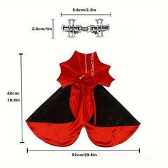 Spooky Halloween Vampire Pet Costume – Gothic Cat & Dog Cape with High Collar & Cross Clip