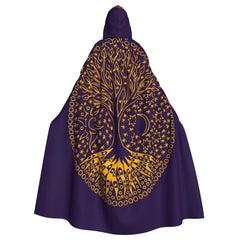 Women’s Hooded Tree of Life Cloak – Celtic Medieval Costume Cape for Witch & Elf Cosplay