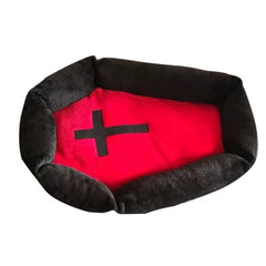Vampire Coffin Pet Bed – Plush Washable Cat & Dog Bed for Halloween, Gothic Home & Cosplay Decor