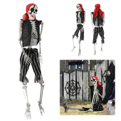 5.5FT Life-Size Poseable Pirate Skeleton – Realistic Full Body Halloween Decoration with Movable Joints