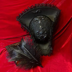 Women’s Steampunk Gothic Skull & Feather Tricorn – Medieval & Renaissance Pirate Hat
