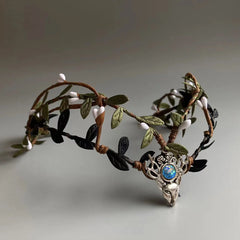 Elven Enchanted Forest Stag Tiara – Woodland Deer Crown Headpiece for Fairycore, Renaissance & Cosplay
