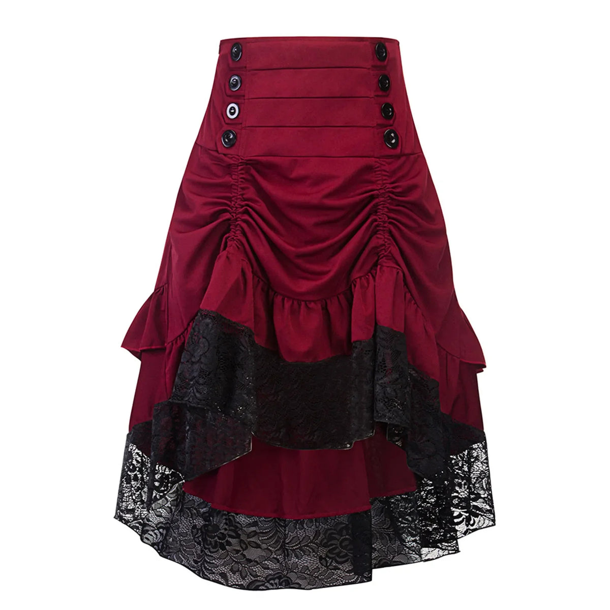 Women’s Gothic Steampunk High-Waist Lace Bustle Skirt – Victorian Pirate Cosplay & Renaissance Costume