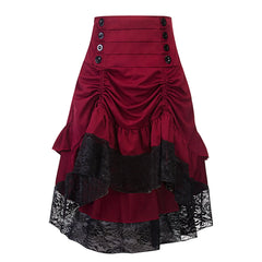 Women’s Gothic Steampunk High-Waist Lace Bustle Skirt – Victorian Pirate Cosplay & Renaissance Costume