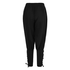 Men’s Laced Harem Pants – Renaissance LARP & Pirate Cosplay Trousers with Drawstring Waist