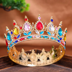 Royal Fantasy Crystal Crown – Medieval Queen Rhinestone Tiara for Cosplay