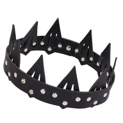 Dark Medieval Spiked PU Leather Crown – Fantasy King, Queen & Warrior Headpiece