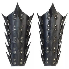 Dragon-Scaled Medieval Steampunk Viking Leather Bracers – LARP Cosplay Arm Armor for Knight, Warrior & Renaissance