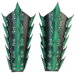 Dragon-Scaled Medieval Steampunk Viking Leather Bracers – LARP Cosplay Arm Armor for Knight, Warrior & Renaissance