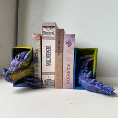 Dragon Bookends – 2-Piece Resin Fantasy Book Holder Set for Bookshelf or Home Office Decoration