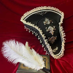 Women’s Steampunk Gothic Skull & Feather Tricorn – Medieval & Renaissance Pirate Hat