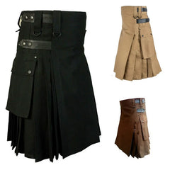 Men’s Utility Kilt with Cargo Pocket – Tactical Pleated Kilt for Renaissance, LARP & Festival Cosplay