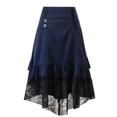Women’s Gothic Steampunk High-Waist Lace Bustle Skirt – Victorian Pirate Cosplay & Renaissance Costume